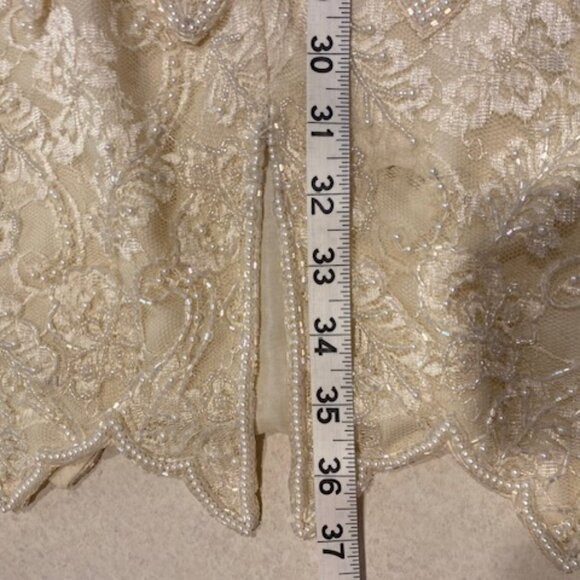 BRILLIANTE by JA Pearl Lace Formal Party Tiered Dress Ivory W Sleeves Size Large - Picture 14 of 15